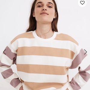madewell cropped striped sweatshirt